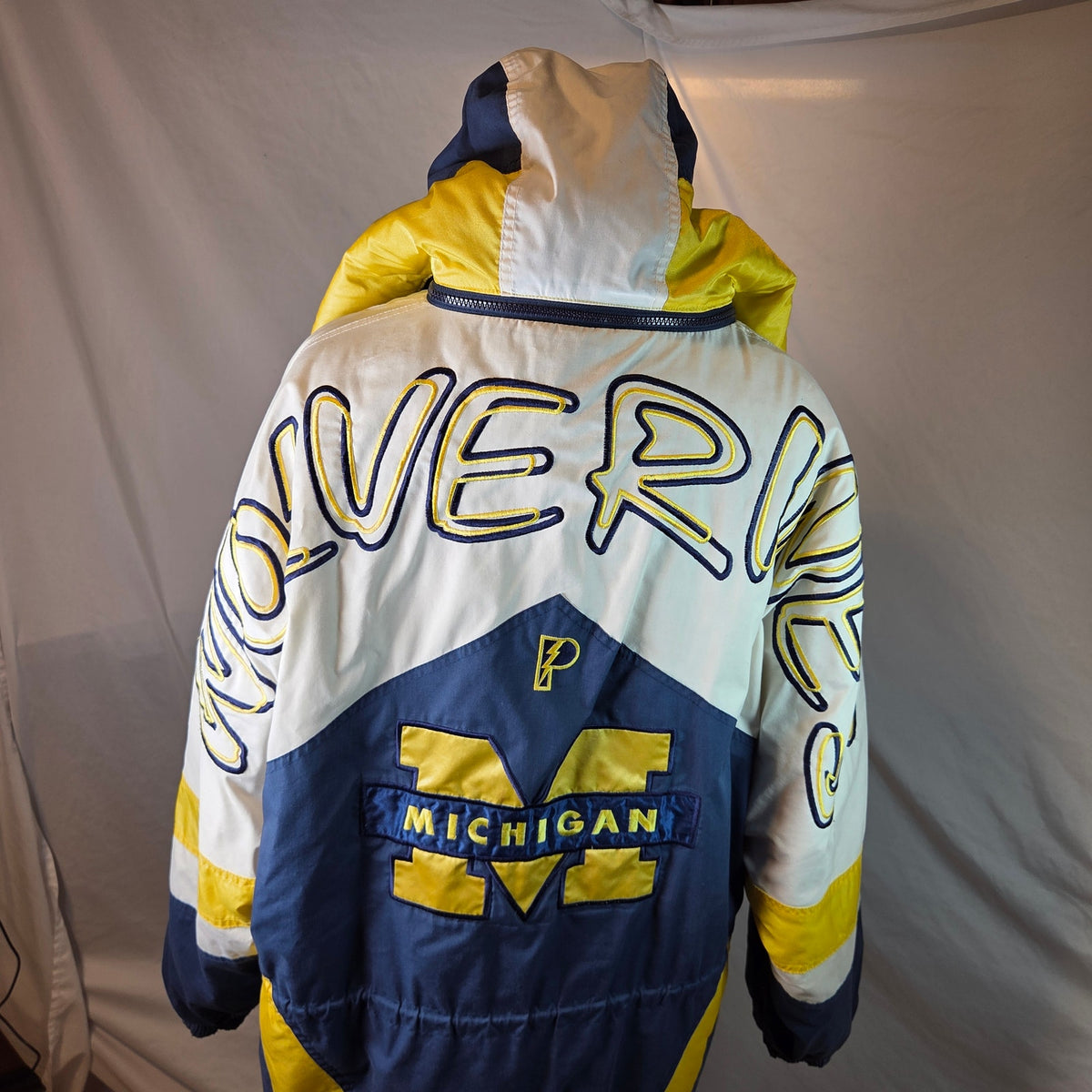 Vintage Pro Player Michigan Wolverines Parka Jacket XL Hooded Korea NCAA 90s