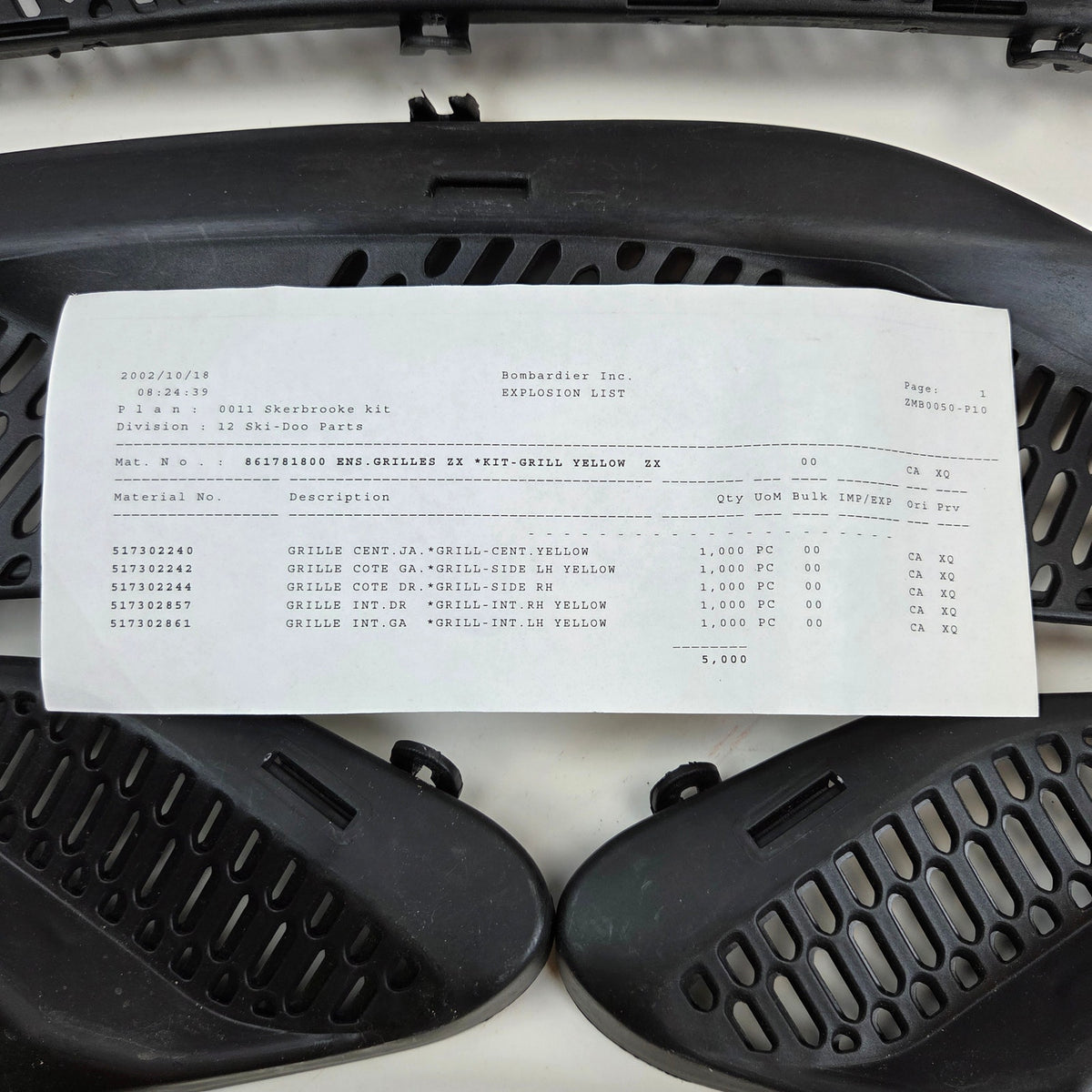 OEM Bombardier Ski-Doo ZX Yellow Grille Kit 861781800 New Complete NOS OEM
