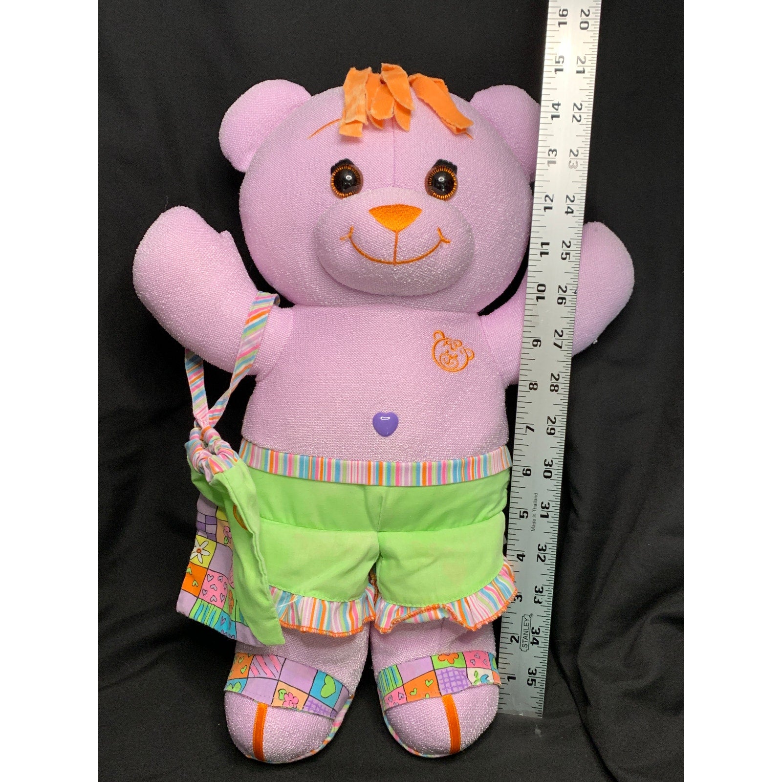 2005 Doodle Bear “Purple Neon” 16-Inch Plush with Coordinating Drawstring Bag