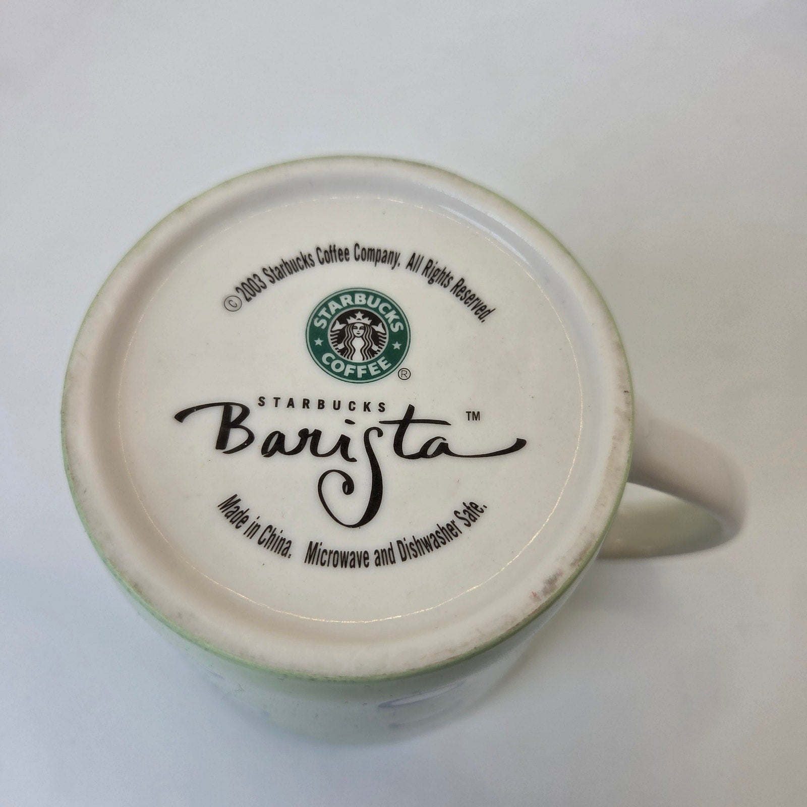 Starbucks Barista 2003 Green Polka Dot Ceramic Coffee Mug Cup Collectible