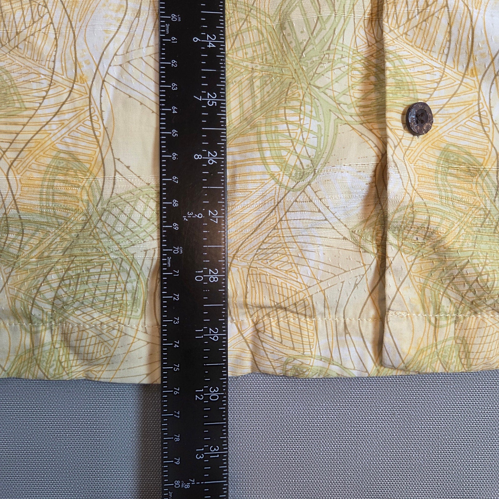 Tommy Bahama Silk Blend Camp Shirt Men’s L Yellow Abstract Palm Button Up