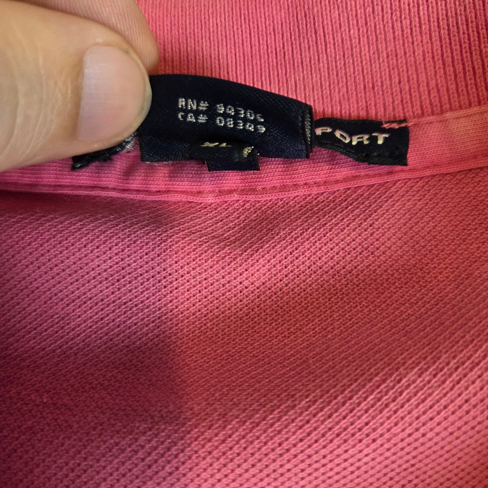 Ralph Lauren Sport Polo Shirt XL Pink Cotton Short Sleeve Made in Macau