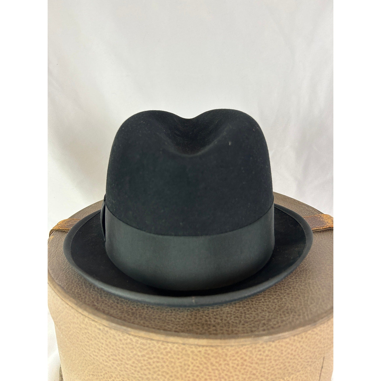 Vintage Royal Stetson Black Fedora Hat 7 1/8 Fur Felt With Box