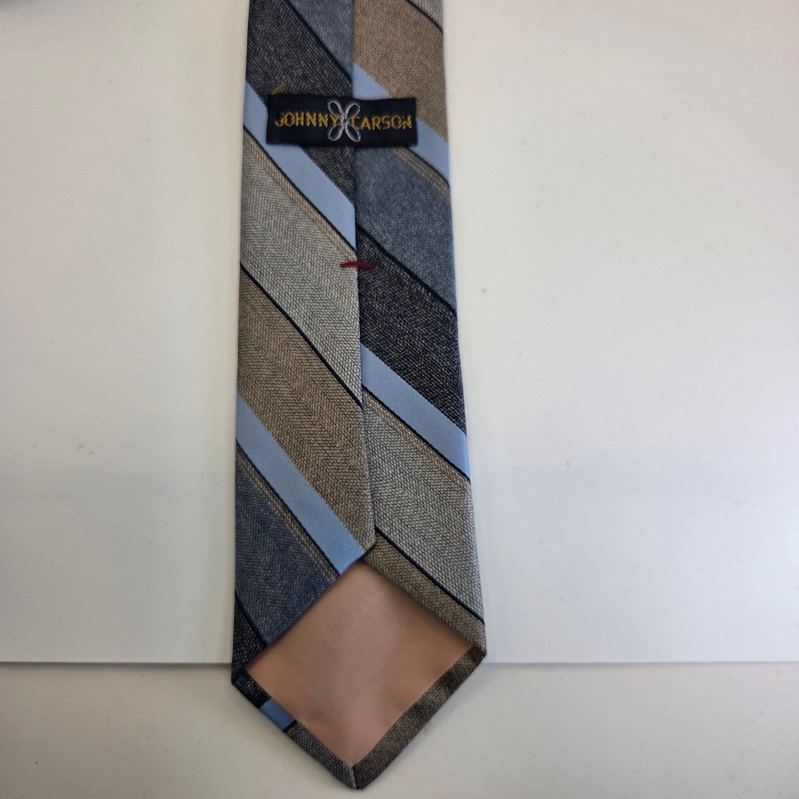 Vintage 1970s Johnny Carson Striped Polyester Tie 3” Wide Made USA