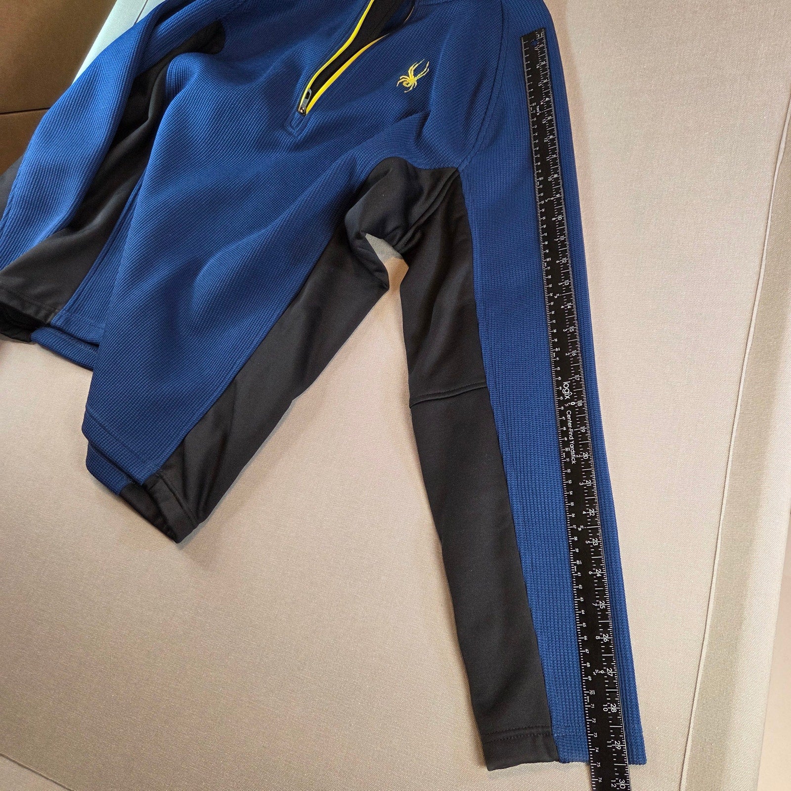 Spyder Men’s XXL 1/4 Zip Pullover Blue Black Yellow Performance Fleece