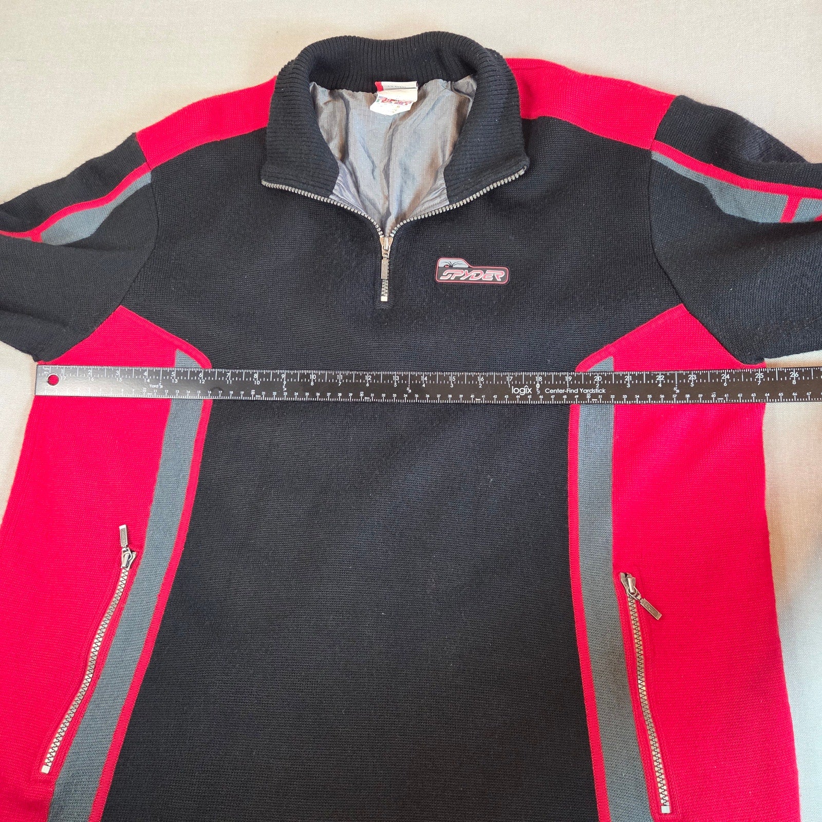 Vintage Spyder Men’s XL 1/4 Zip Wool Blend Sweater Jacket Made Hong Kong