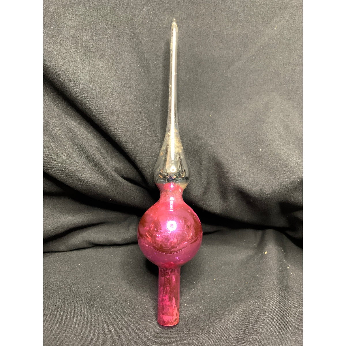 Vintage Pink Silver Mercury Glass Christmas Tree Topper Finial MCM