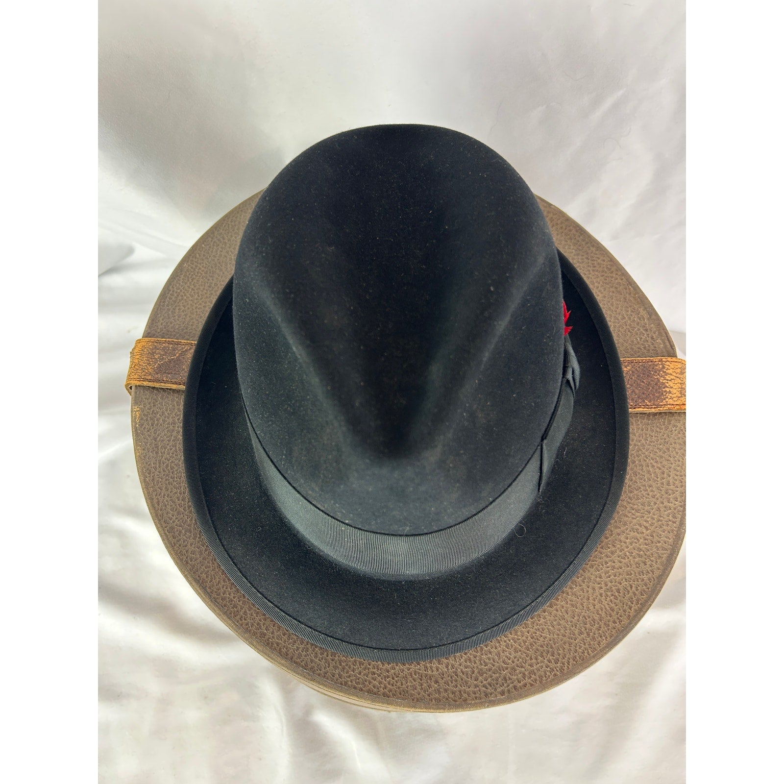 Vintage Royal Stetson Black Fedora Hat 7 1/8 Fur Felt With Box