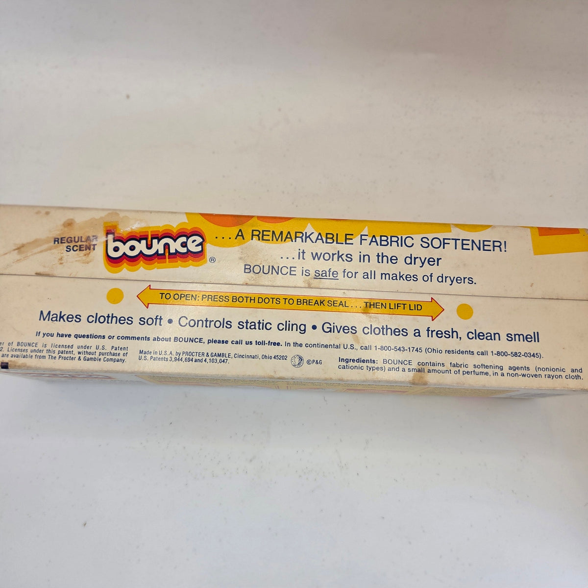 Vintage Bounce Fabric Softener 20 Dryer Sheets Sealed Box Movie Prop P&G
