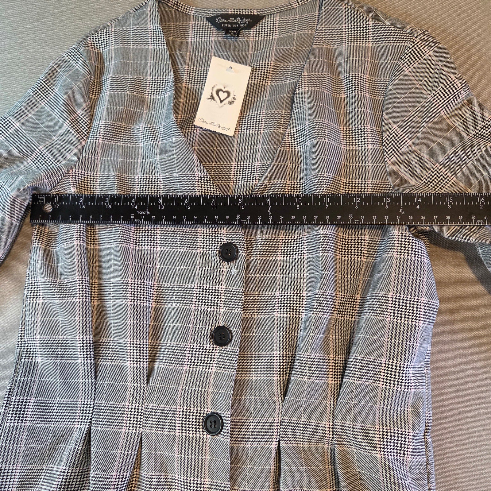 Miss Selfridge Check Plaid Sheath Dress Women’s Size 4 NWT Long Sleeve