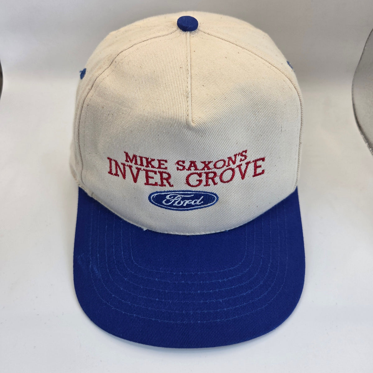 Vintage KC Mike Saxon's Inver Grove Ford Snapback Hat OSFA Dealership Cap USA