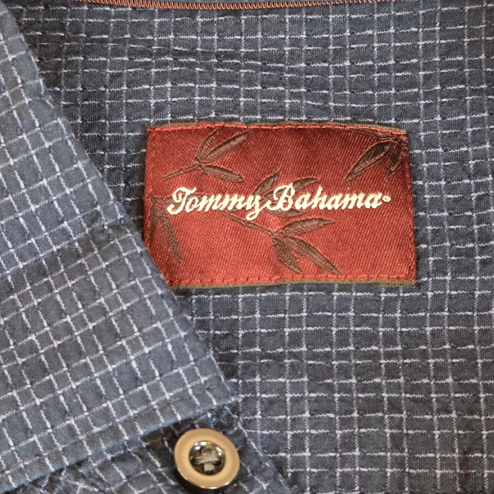 Tommy Bahama Blue Silk Cotton Shirt XL Textured Button Down Long Sleeve