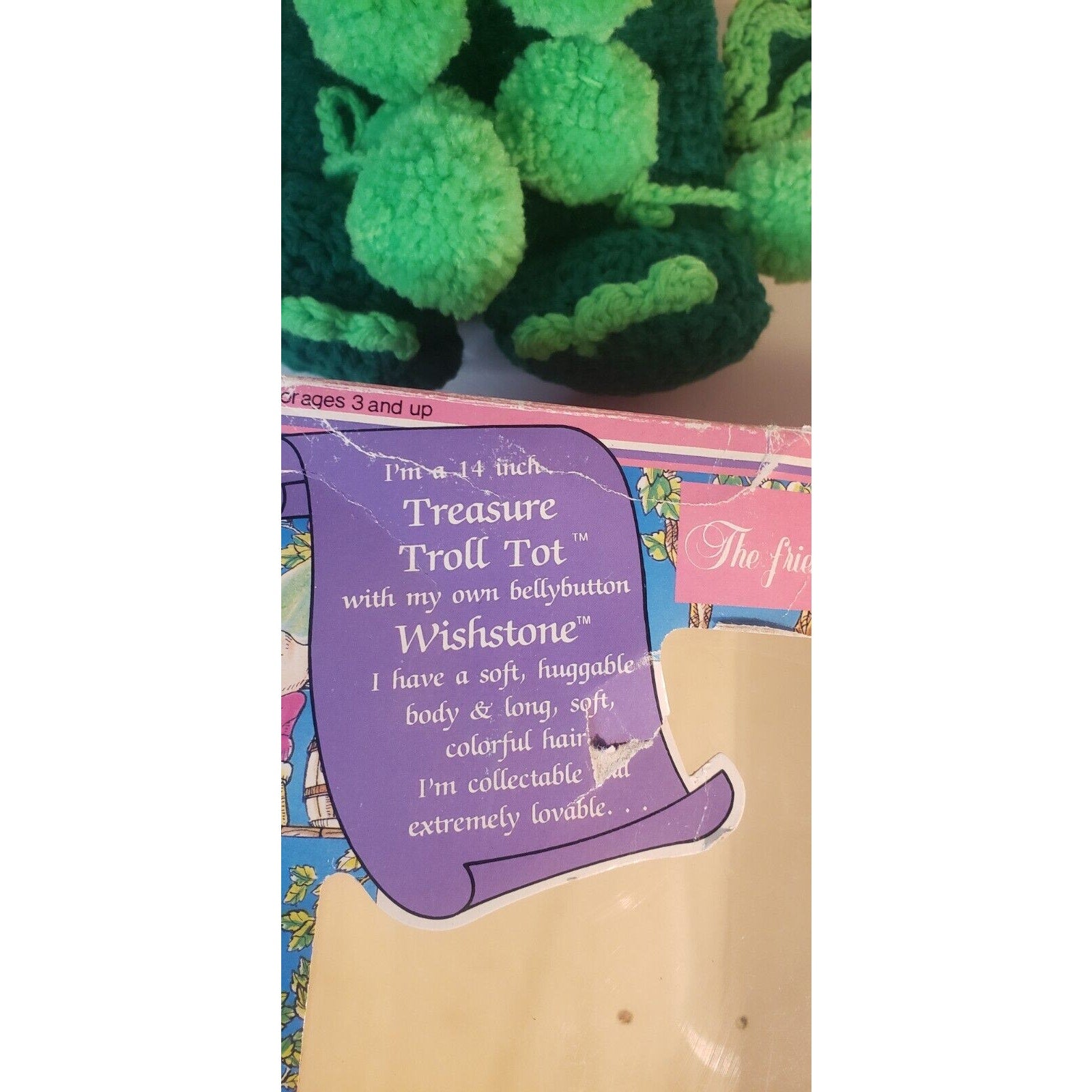 1991 Treasure Troll Tot 14" Doll Bellybutton Wishstone Vintage Dragon Outfit