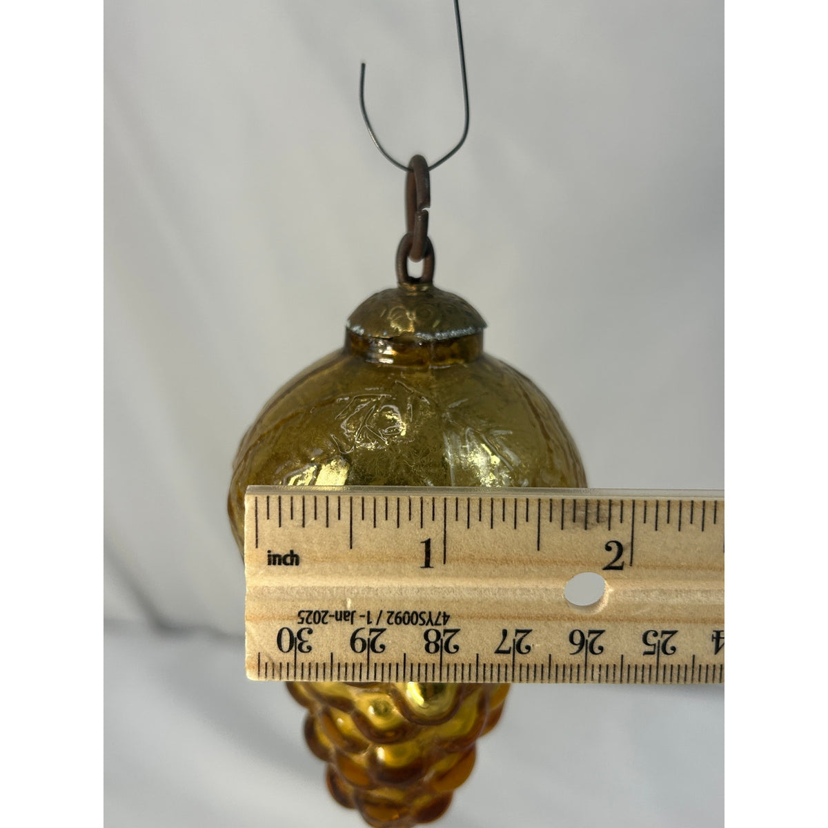 Antique 1800s German Kugel Amber Gold Grape Cluster Christmas Ornament 4"