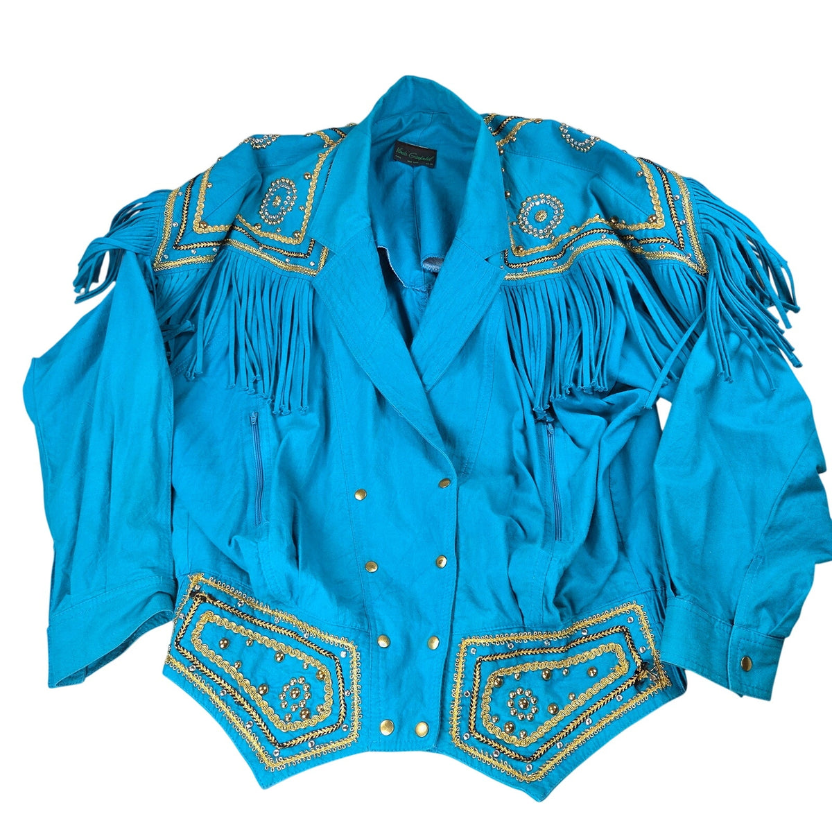 Varda Garfinkel Vintage 80s Western Fringe Beaded Rodeo Jacket Women's L