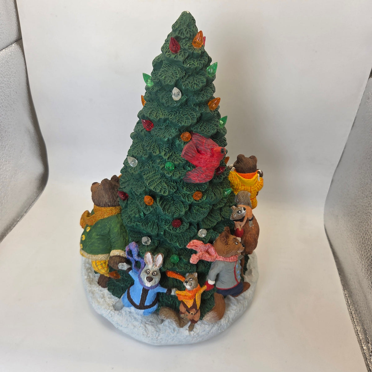 Handmade Ceramic Woodland Animal Christmas Tree Lighted Decor Rosemary 1990