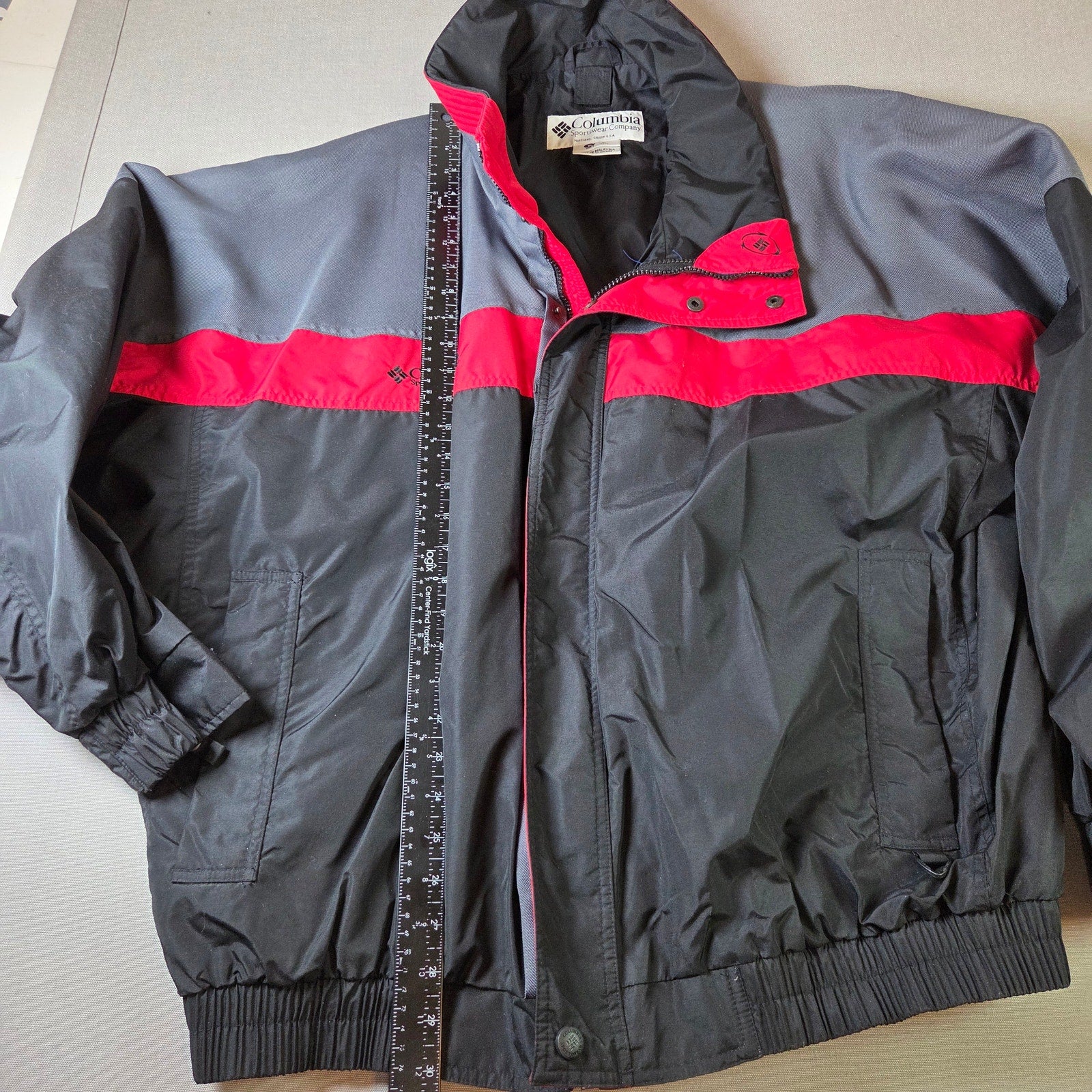 Columbia Bugaboo Jacket Mens XL Gray Red Nylon Shell Only Vintage