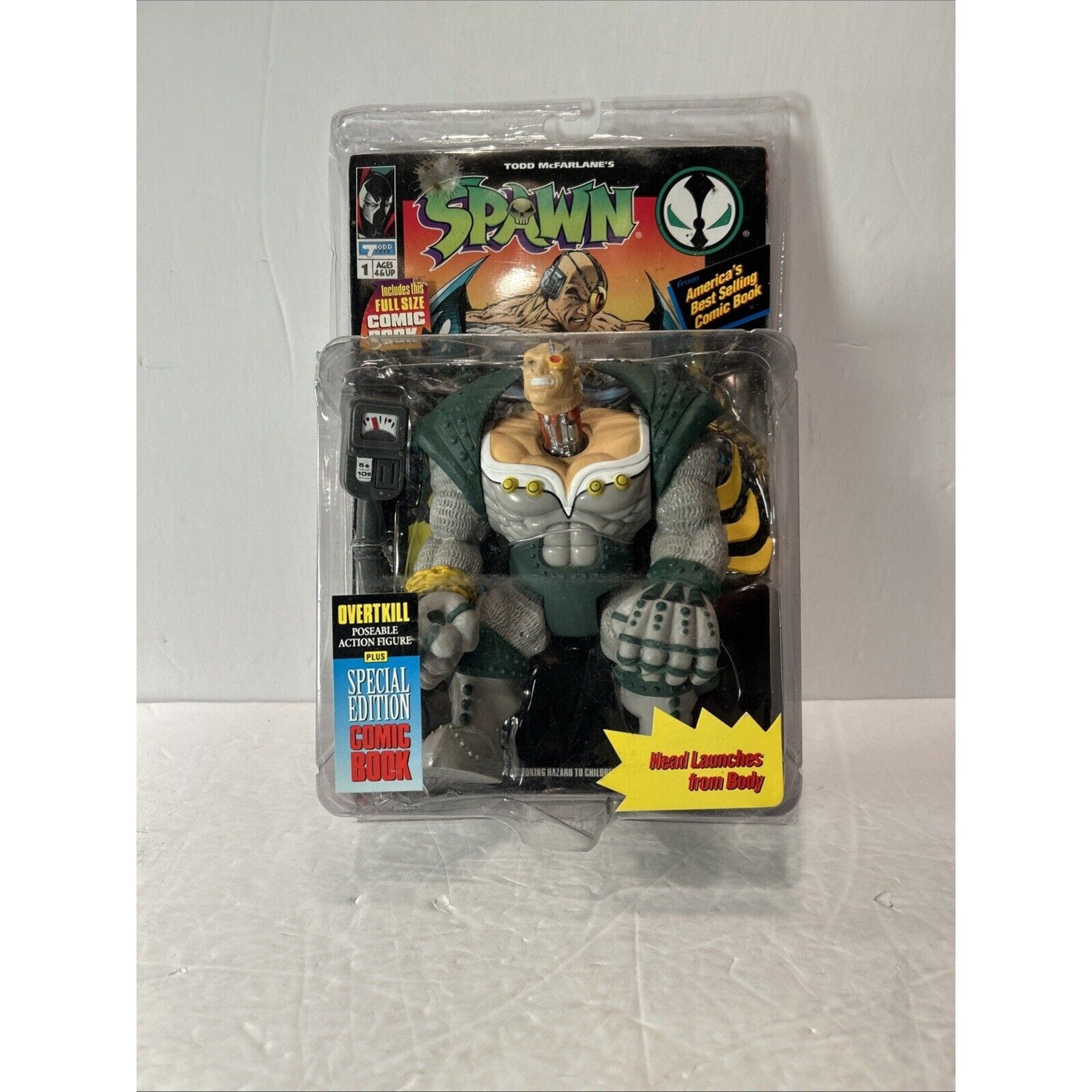 1994 McFarlane Spawn OVERTKILL Action Figure With Special Edition Comic Teal