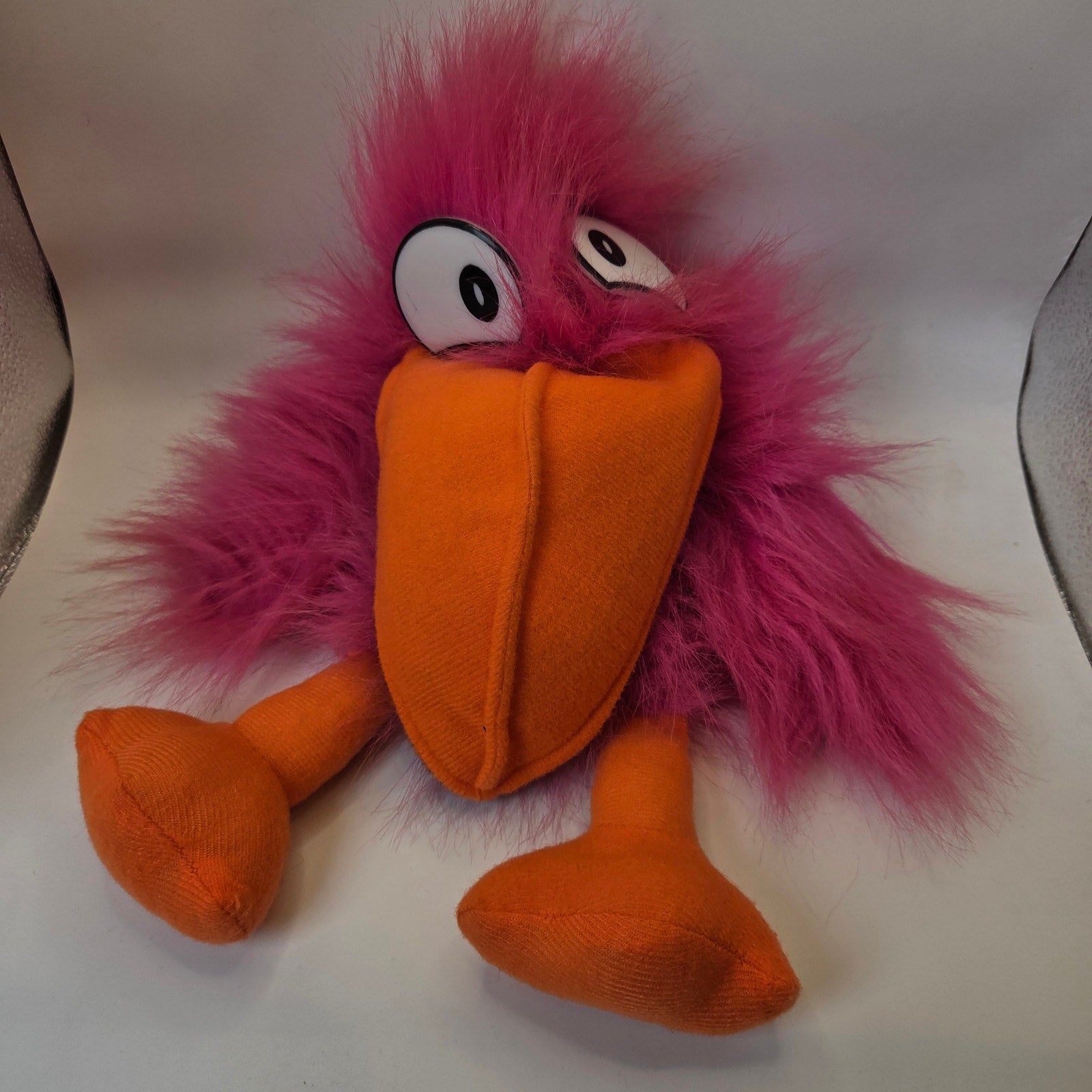 OTC Pink Bird Hand Puppet Plush Squeaker Beak Oriental Trading Toy Puppet