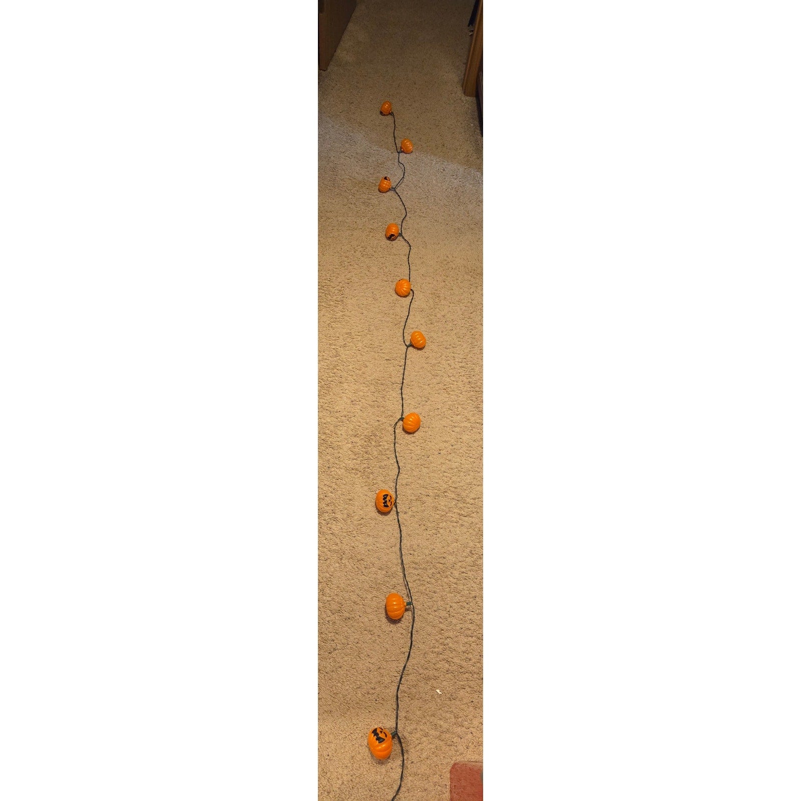 Vintage Halloween Jack O Lantern Pumpkin String Lights 10 Light Tested Working