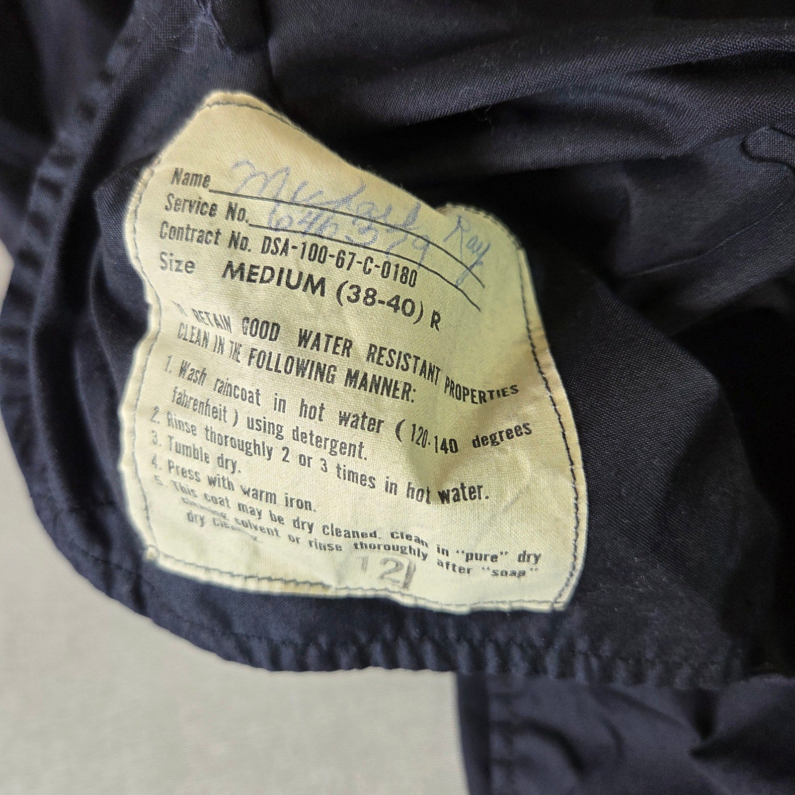 U.S. Navy Vintage Officer Raincoat Trench Coat 1960s–70s Medium 38–40R