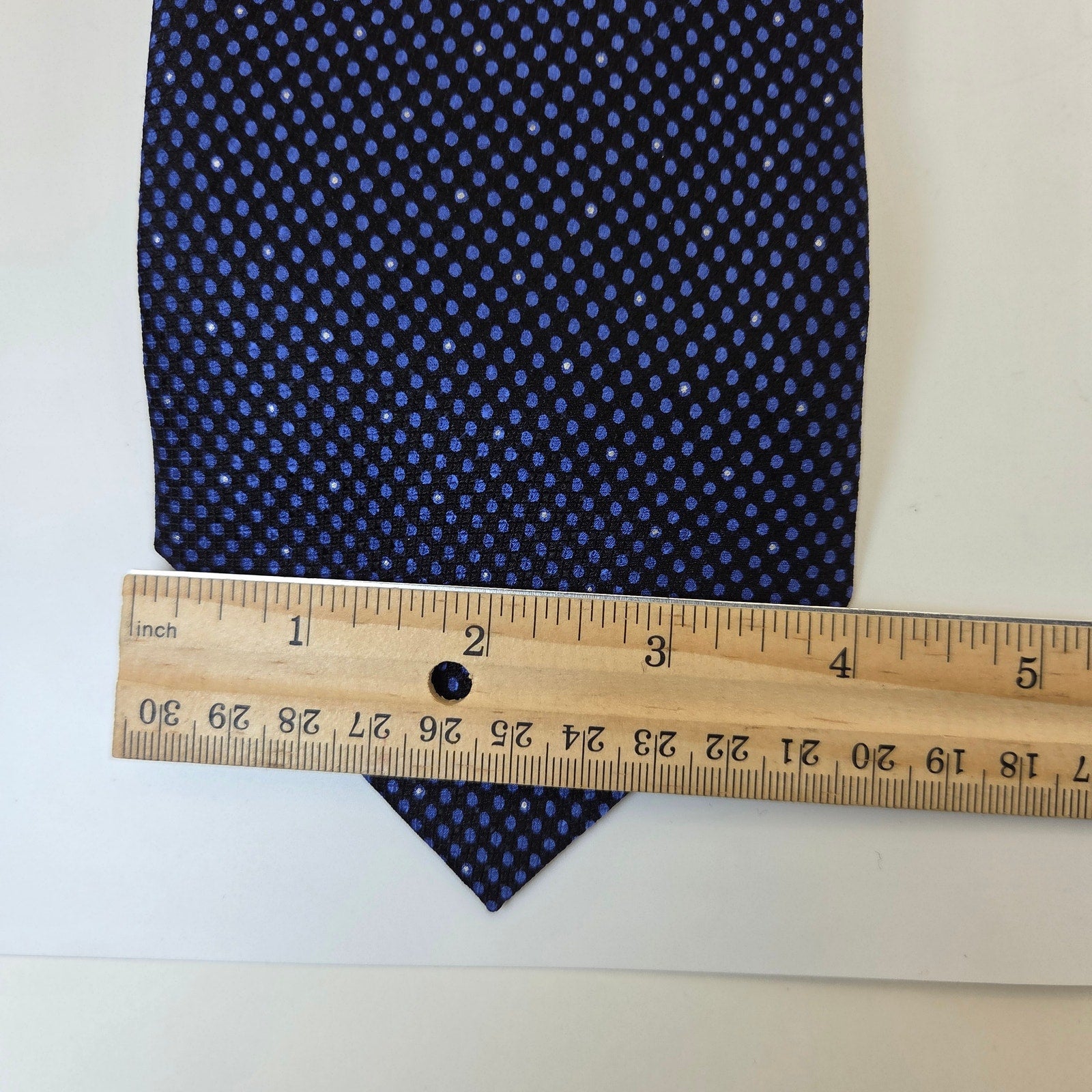 Kenneth Cole New York Silk Tie Blue Black Dot 4” Classic 58" Made in Korea