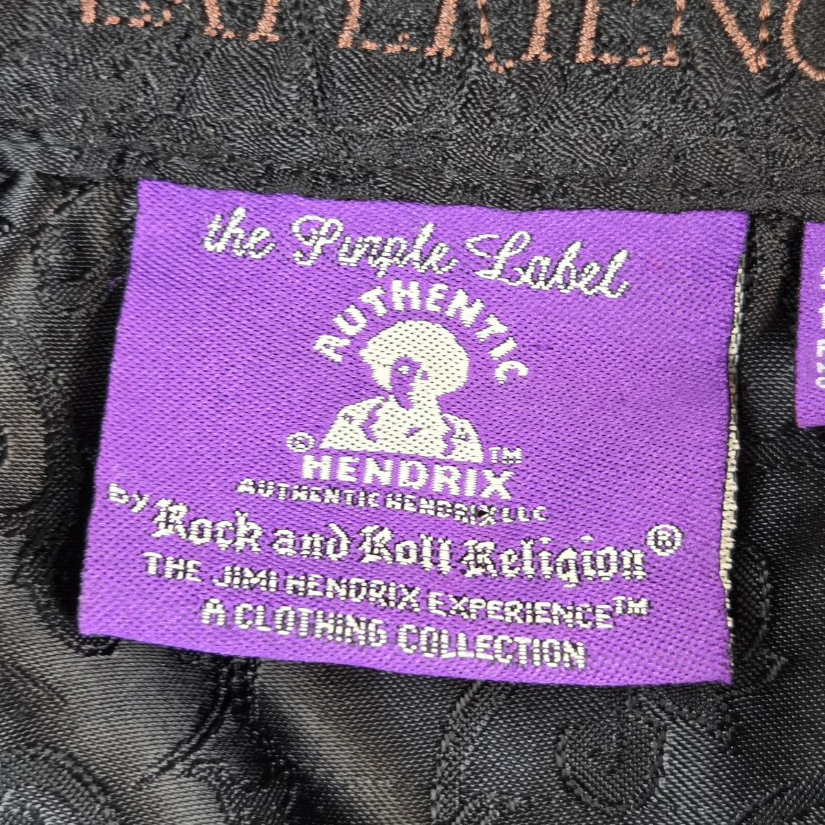 Jimi Hendrix Purple Label Rock & Roll Religion Black Embroidered Shirt L
