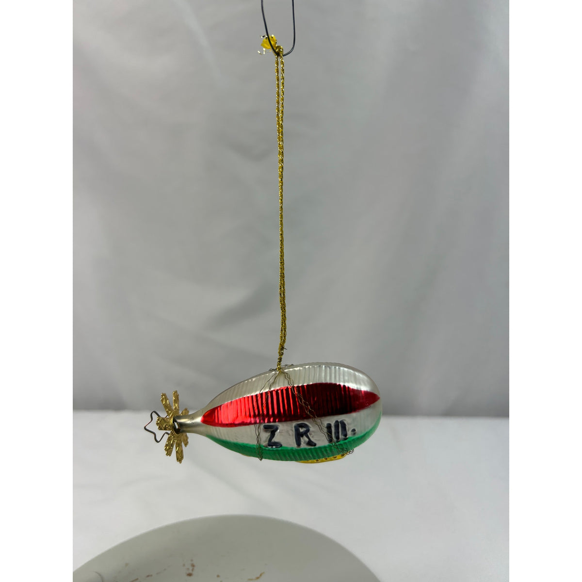 Vintage West German ZR III Zeppelin Blown Glass Christmas Ornament 3.25"