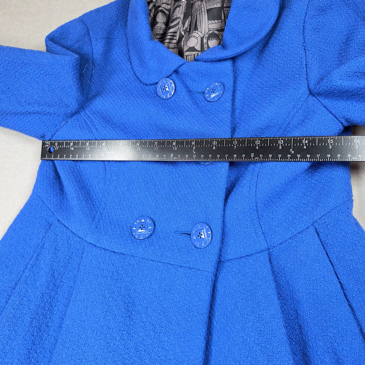 LUX Women's Wool Blend Double Breasted Swing Coat Blue Size M Peacoat Jacket