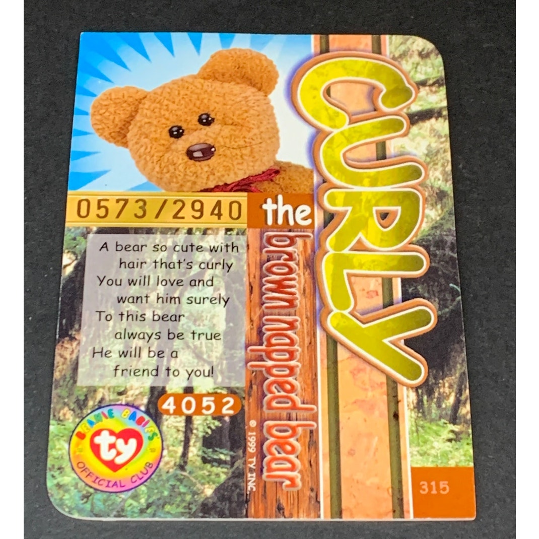 1999 Ty Beanie Babies BBOC Series 4 Retired Silver Curly Trading Card