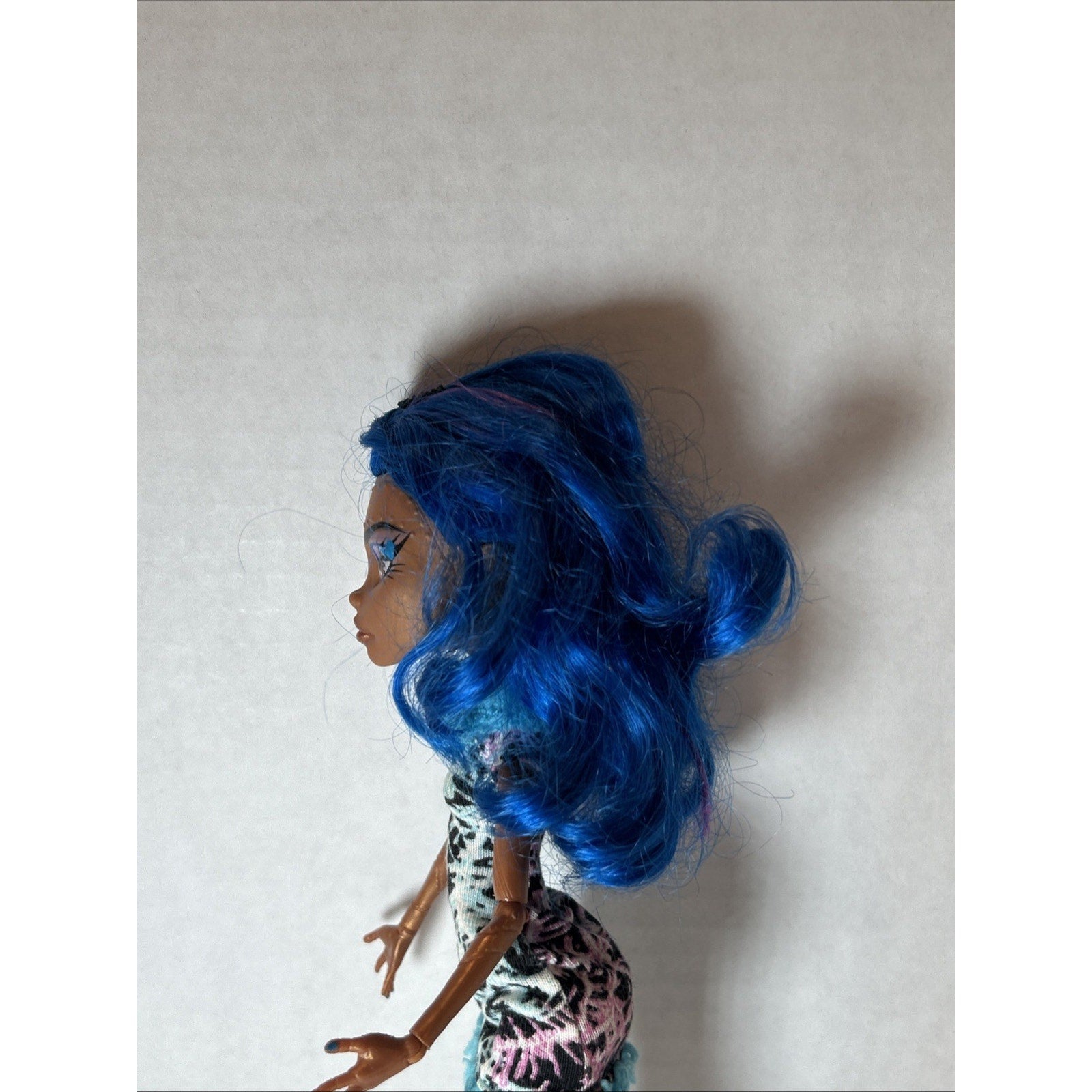 OOAK Custom Repaint Monster High Doll Blue Hair Art Doll Unique One of a Kind