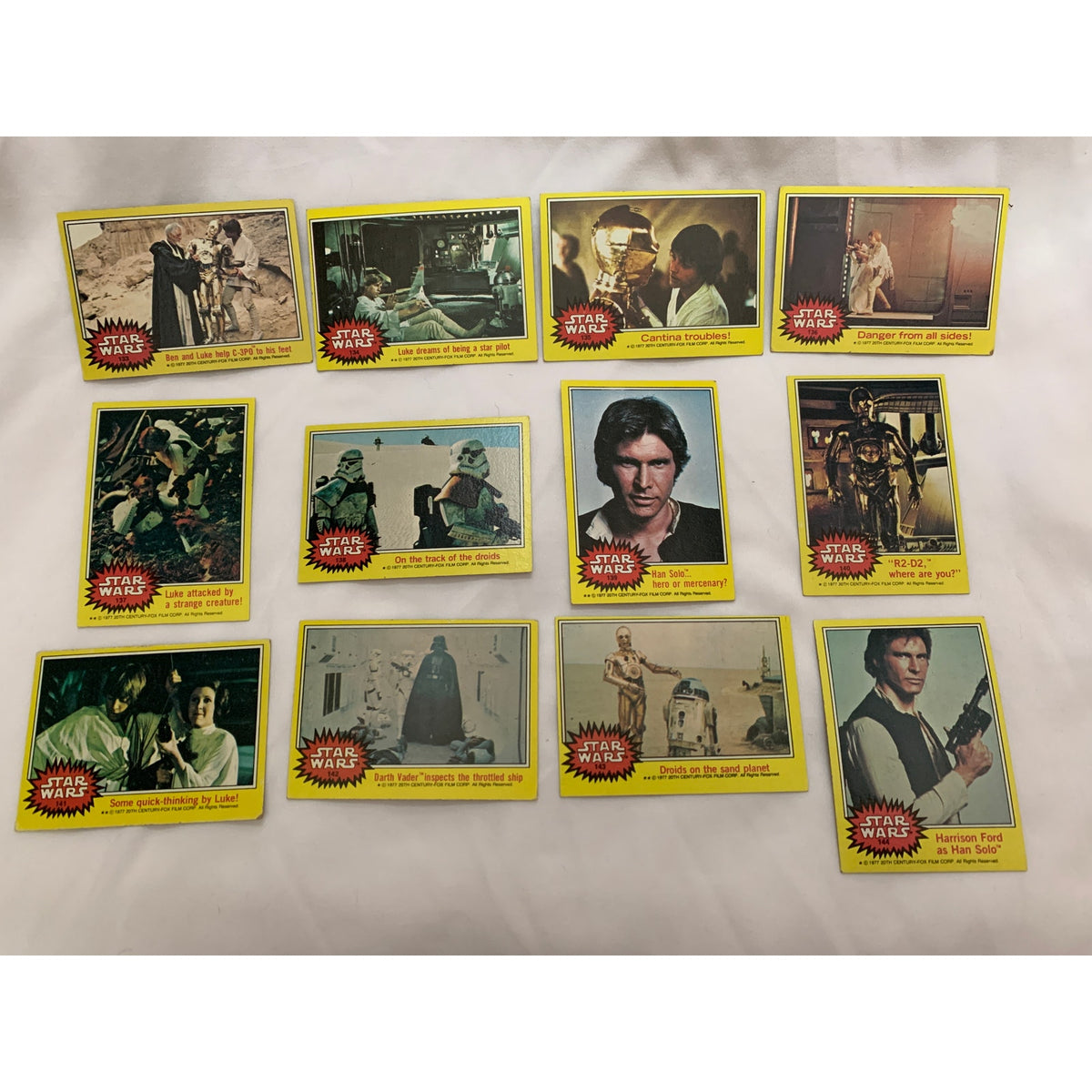 1977 Topps Star Wars Series 3 Yellow Border Complete 66 Card Set #133-198