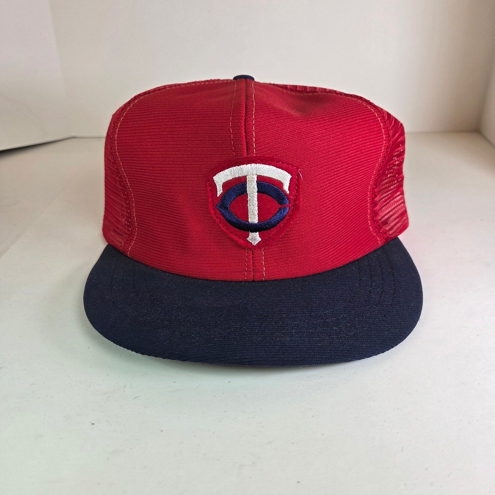 Vintage Minnesota Twins TC Logo Trucker Hat Red Mesh Snapback MLB