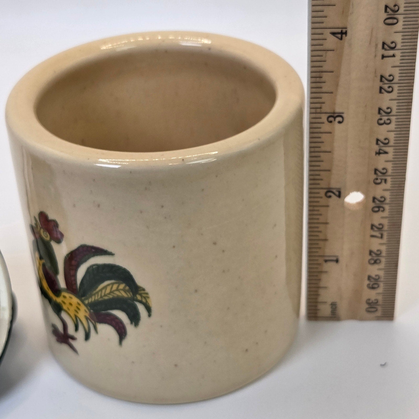 Metlox Poppytrail Rooster Pot Spoon Notch Crock Jar Vintage Made in California