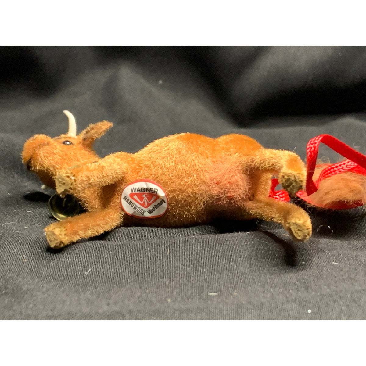 Vintage Wagner Handwork Flocked Cow Bell West Germany Ornament 1983-1990