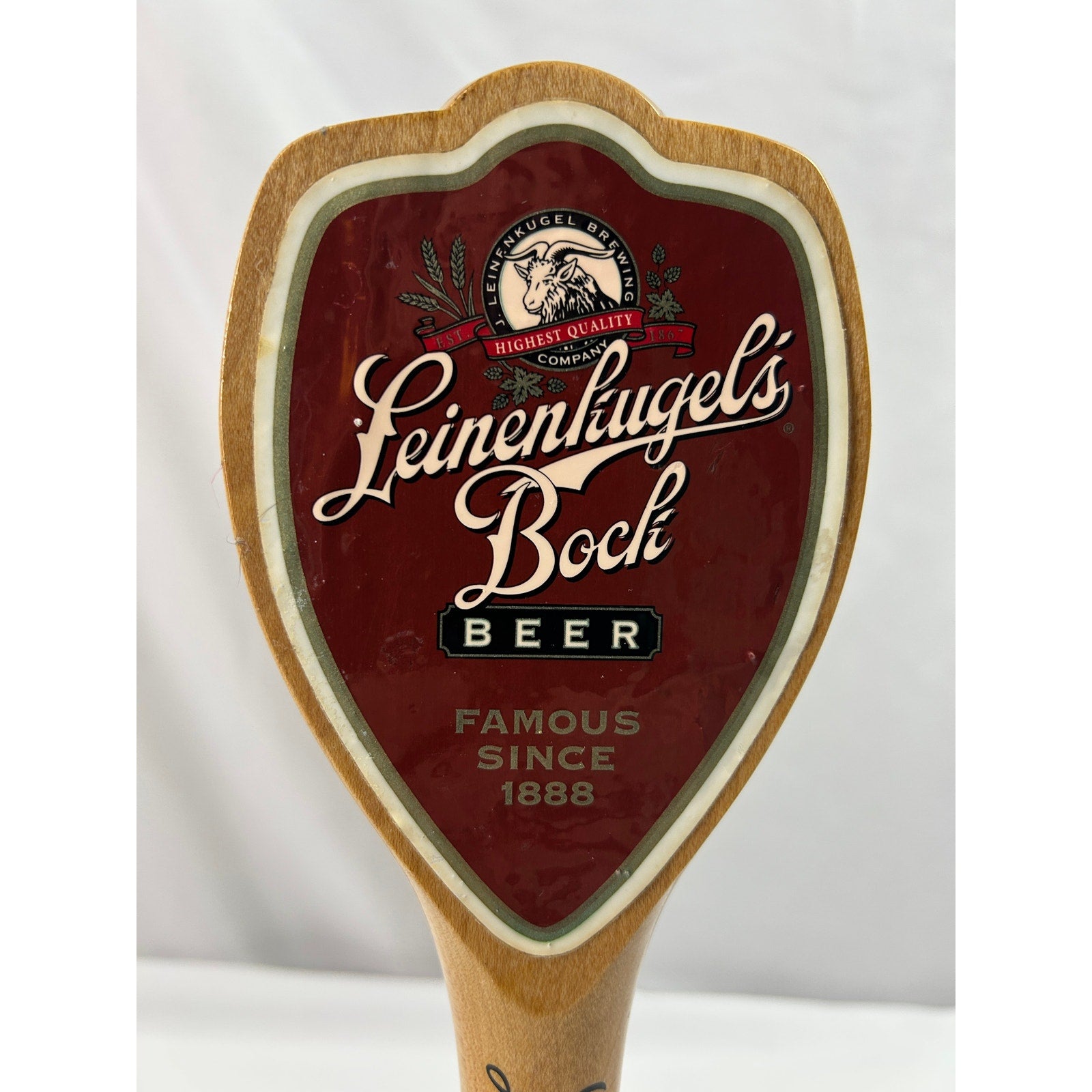Leinenkugel's Bock Beer Vintage Wooden Tap Handle Breweriana Bar Tap 12 In