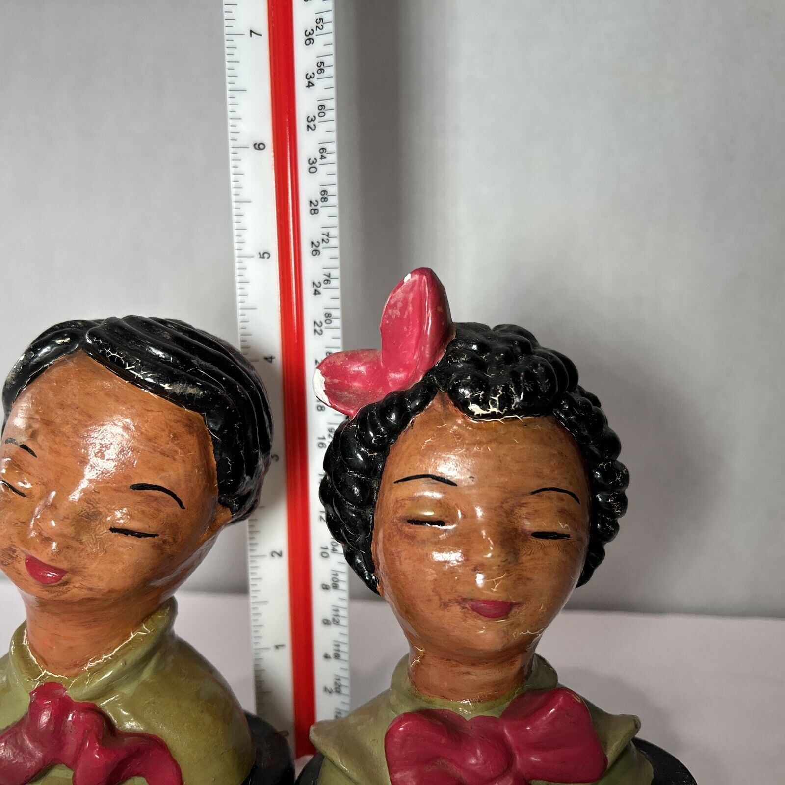 Vintage Chalkware Bust Pair – Goldscheider Style Asian Children Art Deco Figures