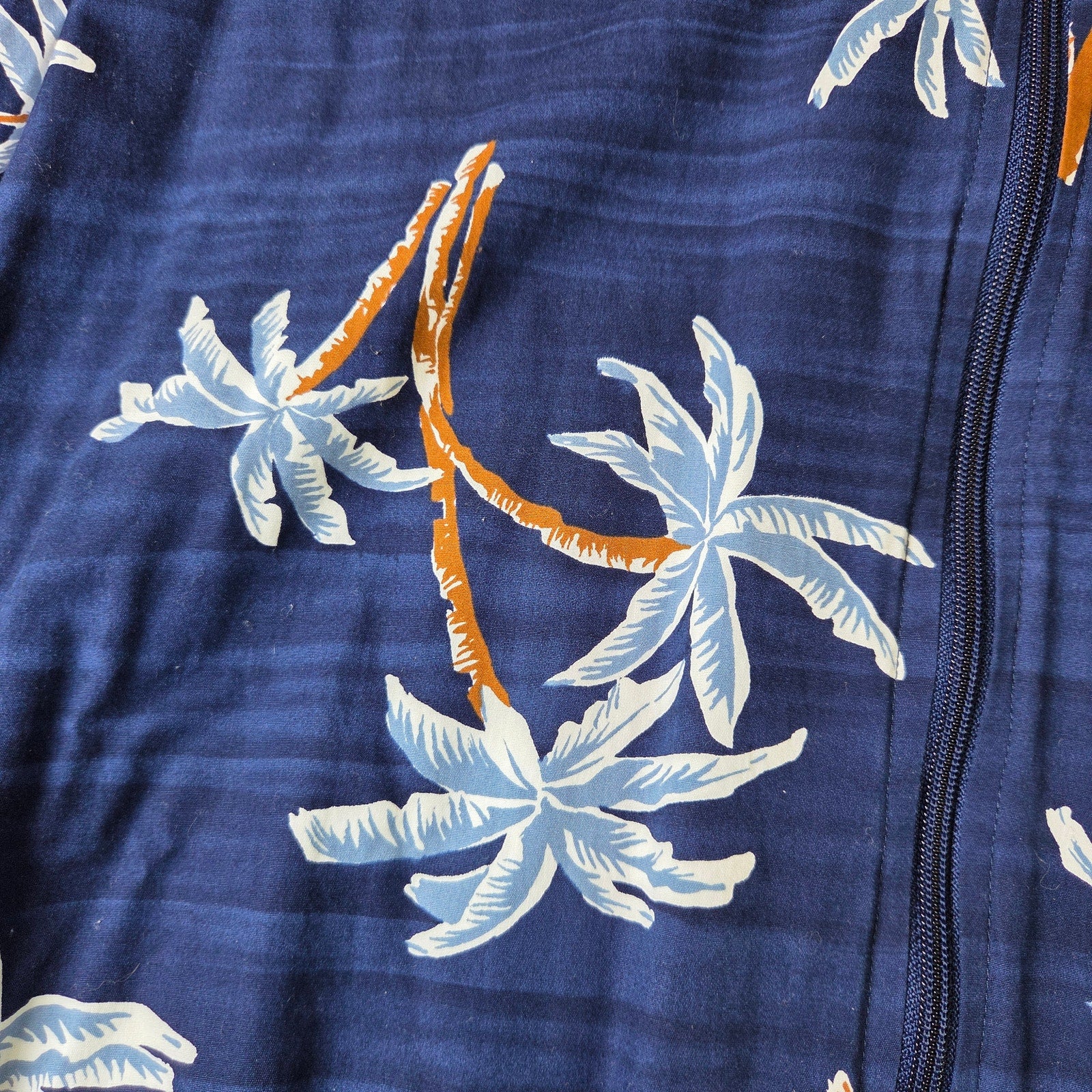 Mr. Casual XL Palm Tree Print Full Zip Terrycloth Lined Shirt Jacket