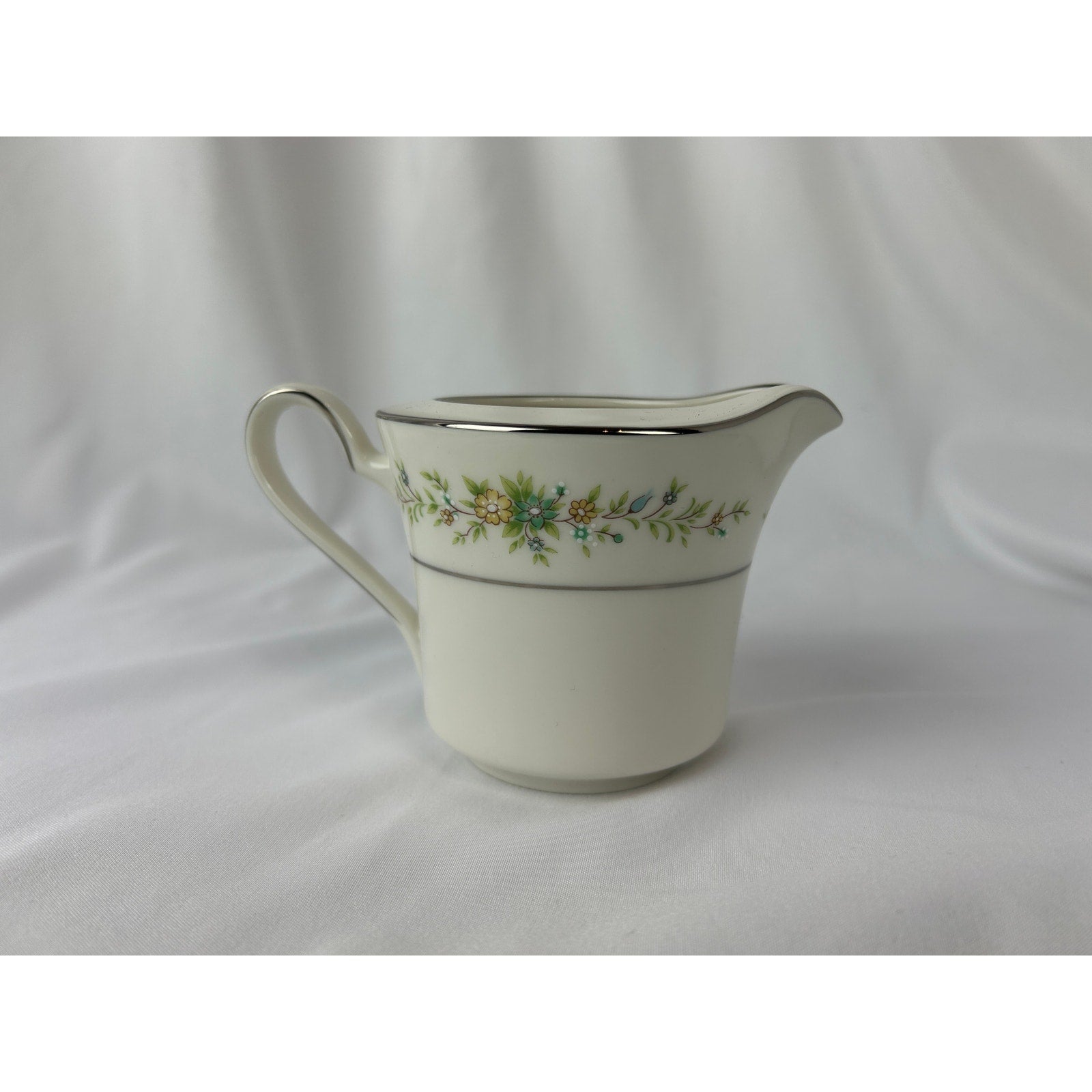 Noritake Christina 7056 Ivory China Creamer Floral Silver Trim Japan