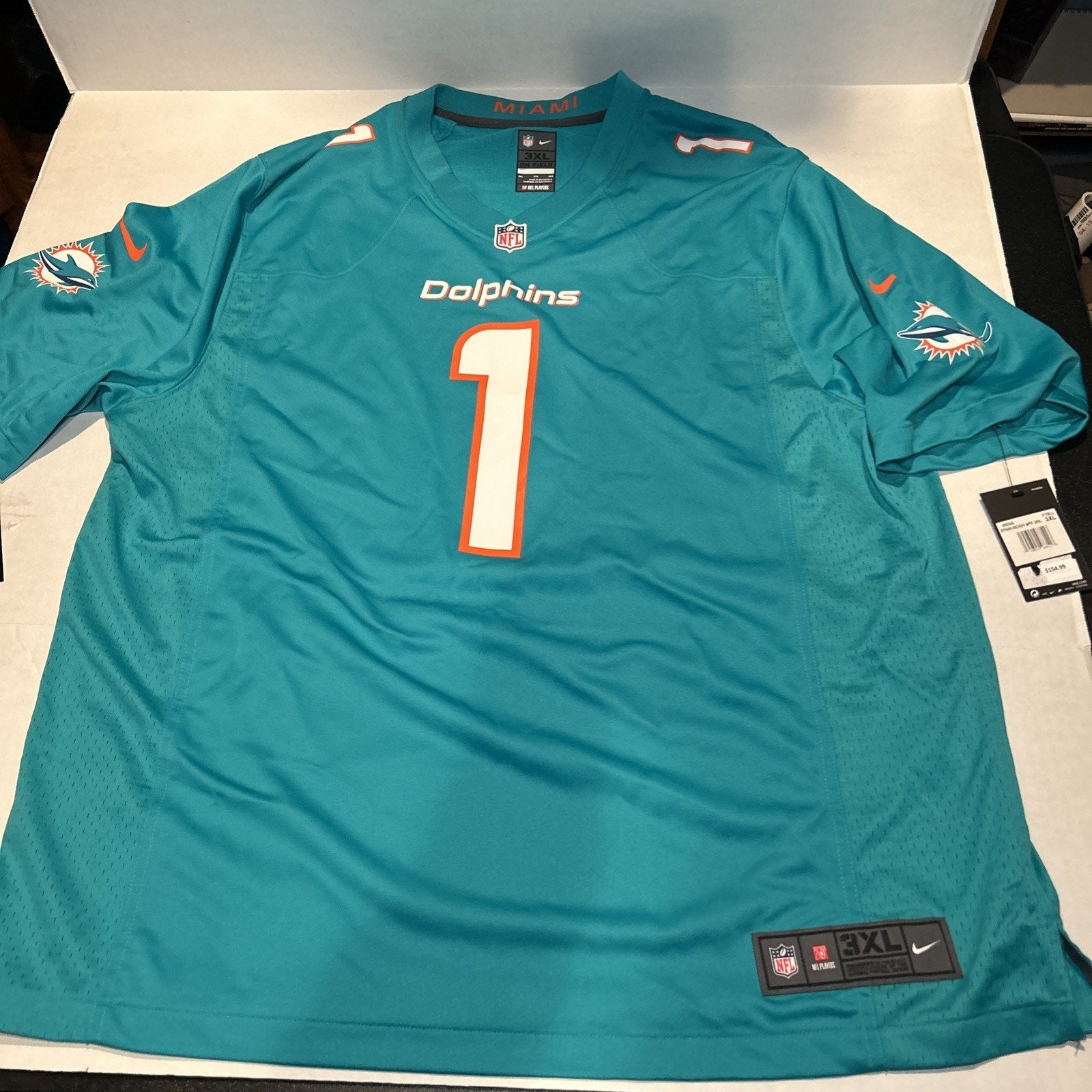 Tua Tagovailoa #1, Miami Dolphins NFL Nike On Field Football Jersey 3XL
