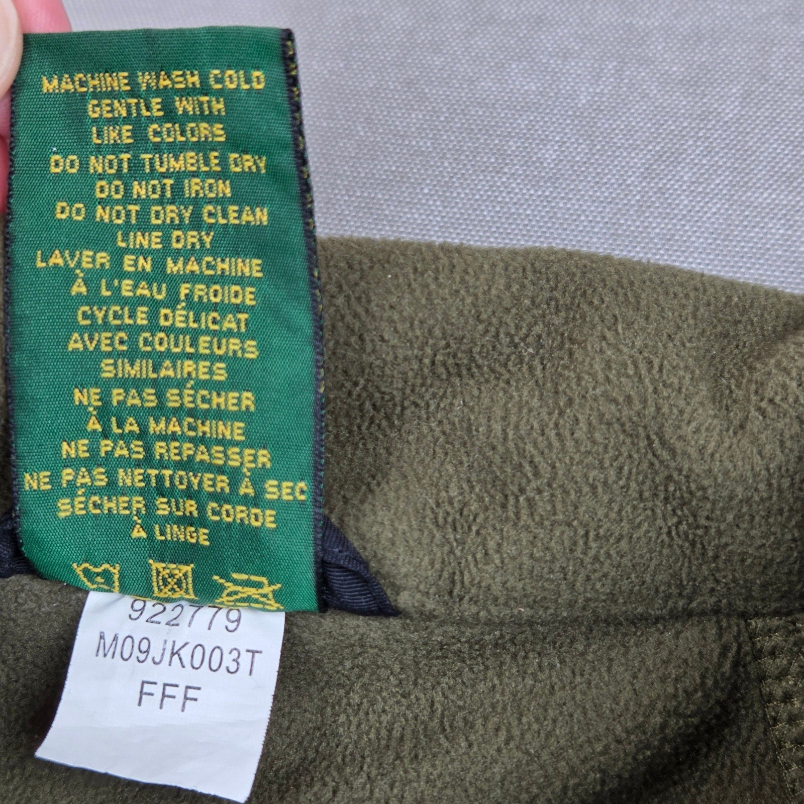 Cabela's XL Tall Full Zip Fleece Jacket Green Outdoor Hunting Polyester XLT