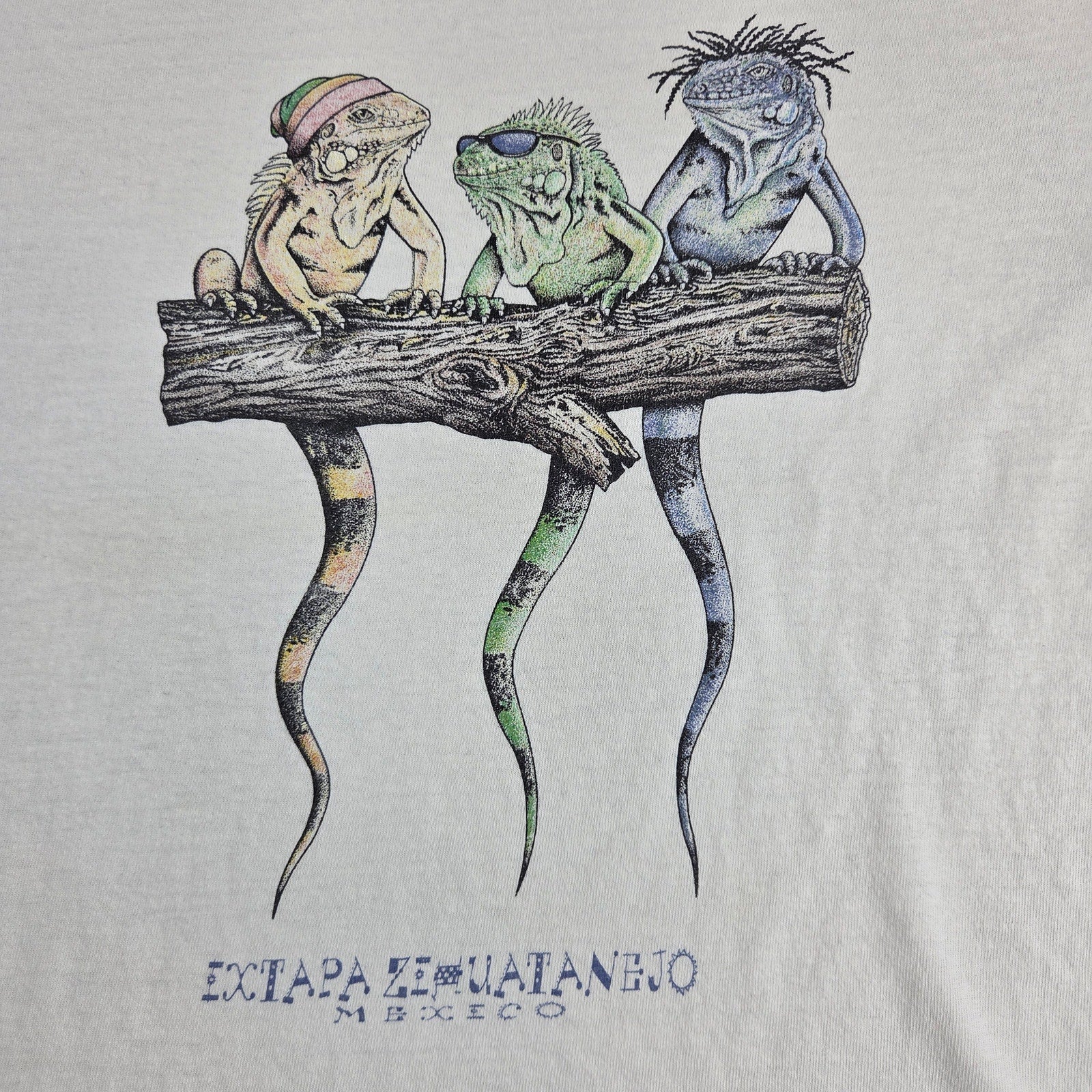 Yazbek Ixtapa Zihuatanejo Mexico Iguana Lizard Graphic T Shirt Mens L VTG