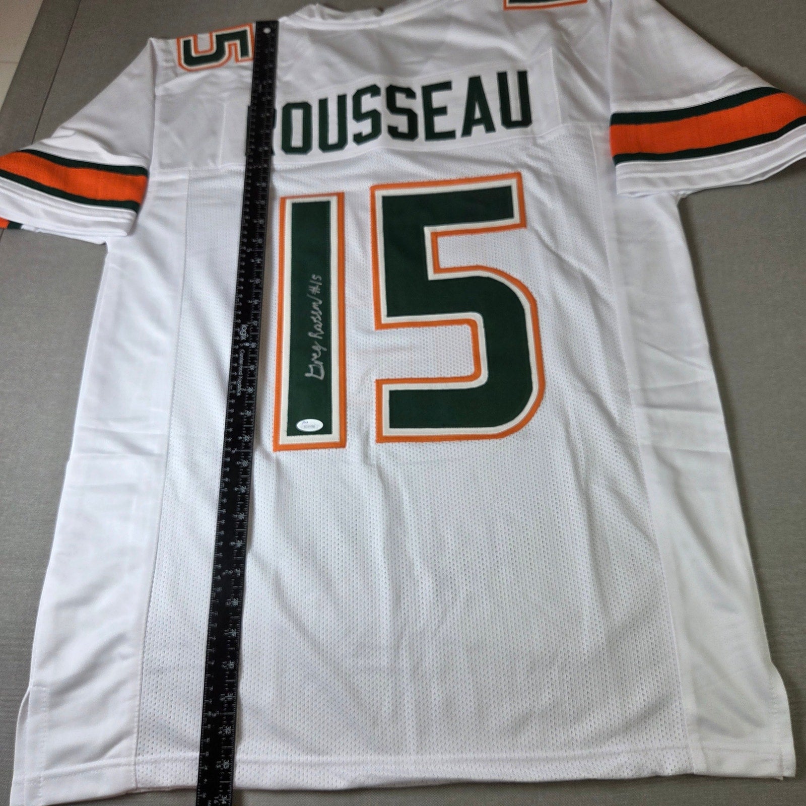 Greg Rousseau Signed Miami Hurricanes Custom Jersey JSA COA Auto #15