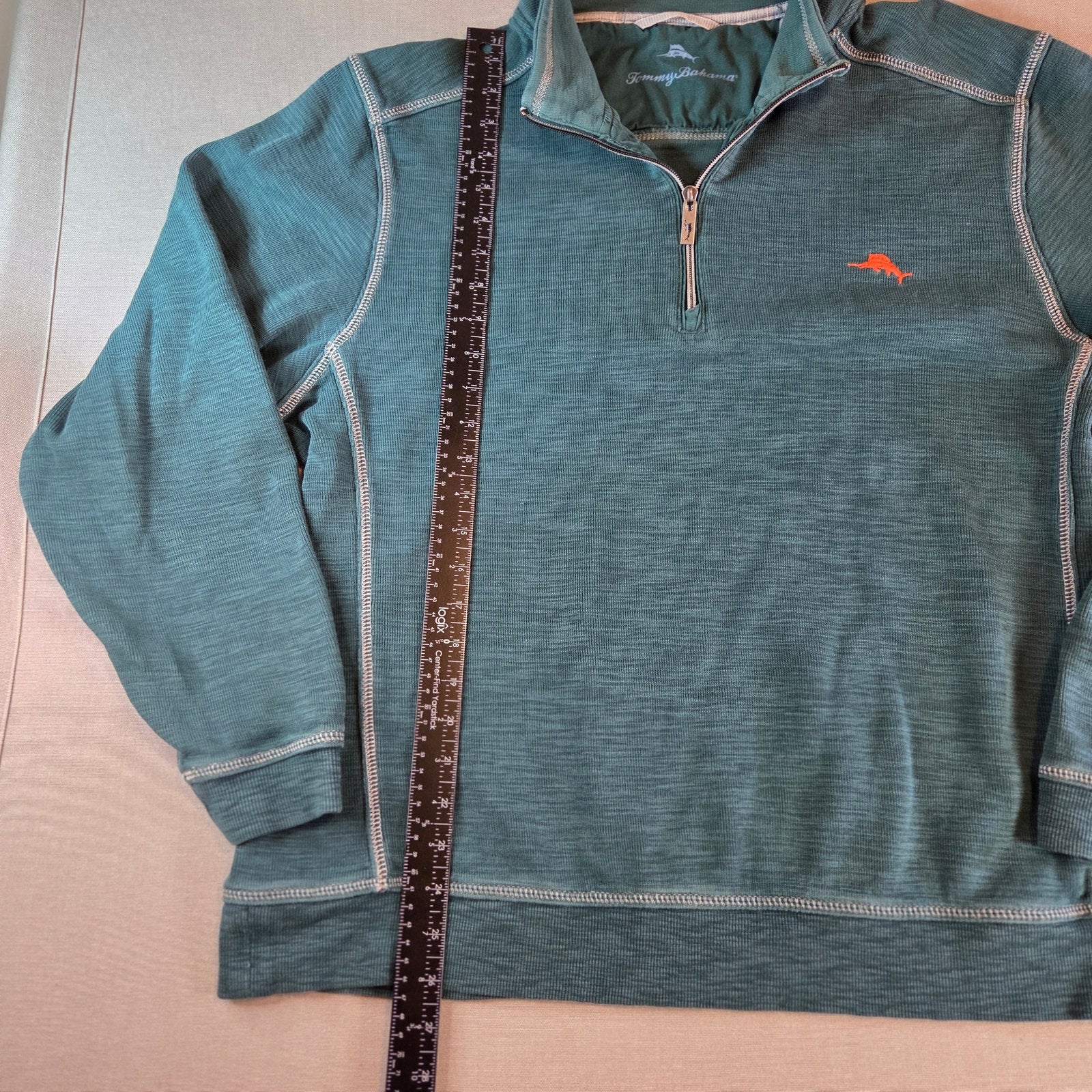Tommy Bahama XL 1/4 Zip Pullover Sweater Blue Dolphin Logo Cotton Blend