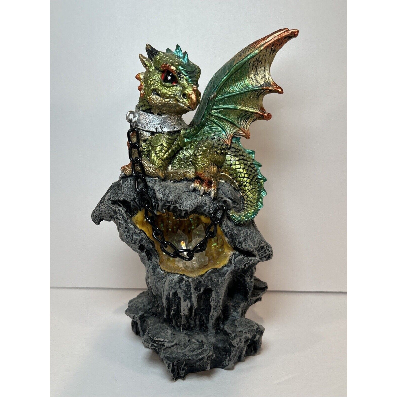 Lot of 3 Resin Dragon Figurines Skull Egg & Chained Fantasy Decor