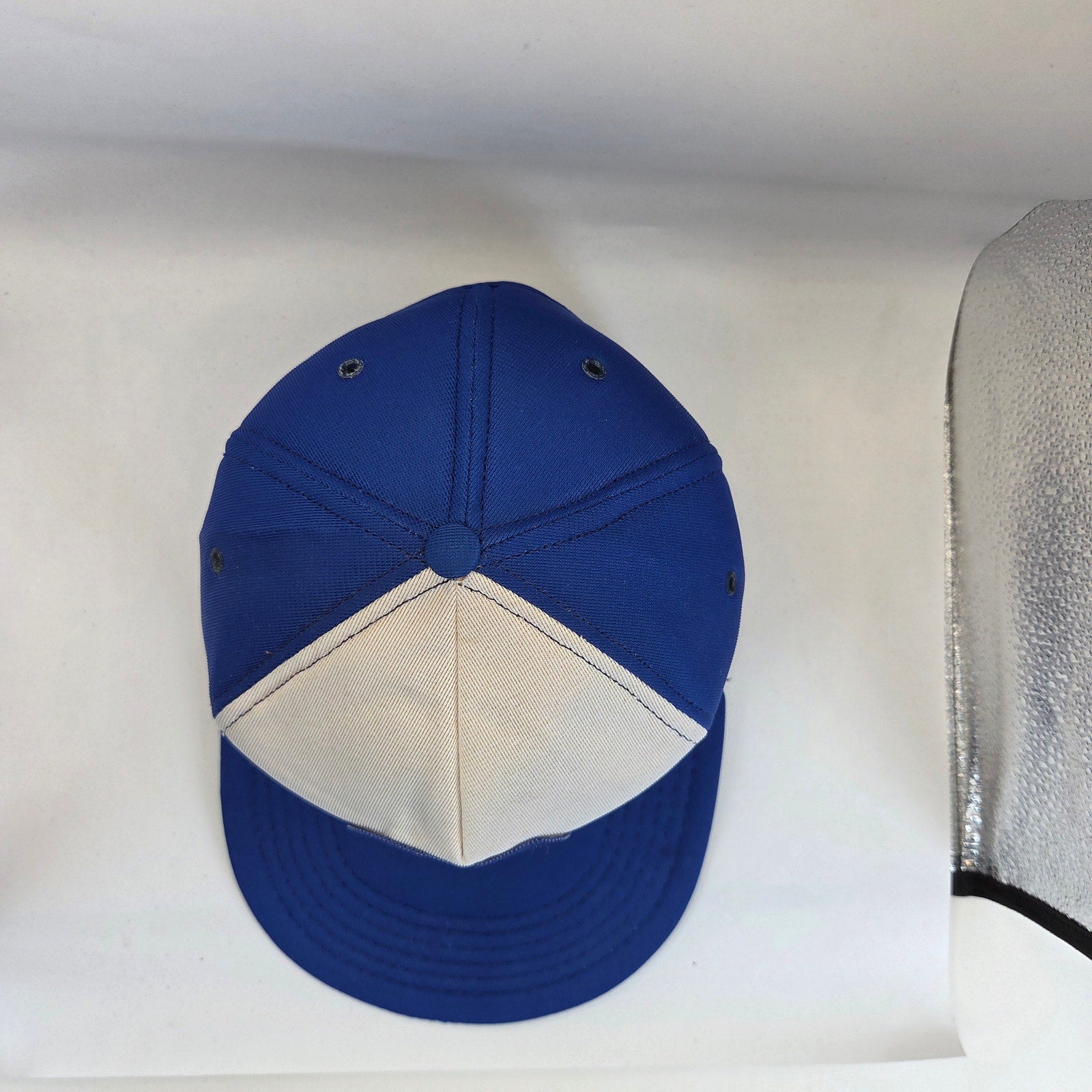 Vintage OK Hardware All Foam Snapback Hat OSFA Blue White Promotional Cap