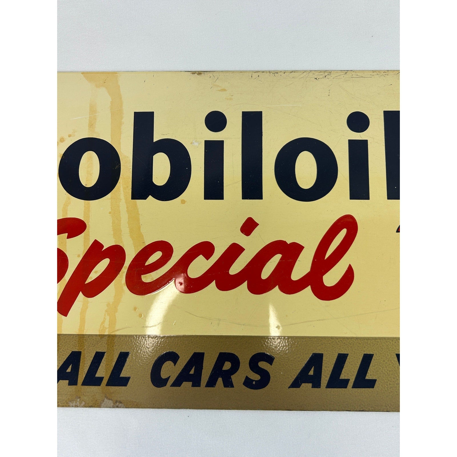 1954 Mobil Oil Special Pegasus Metal Sign TAC Authenticated A-M 5-54 18x10