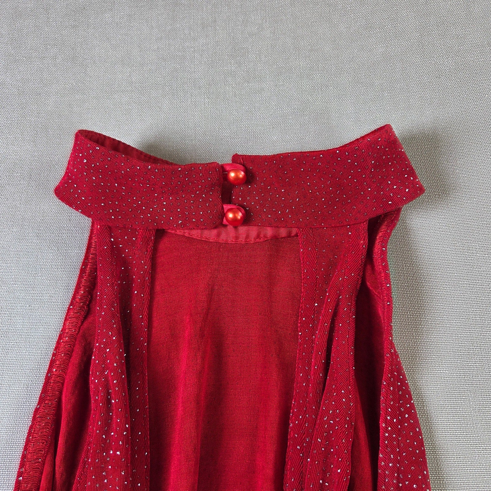 Roberta Evening Gown L Red Rhinestone Halter Formal Dress USA Style 72729