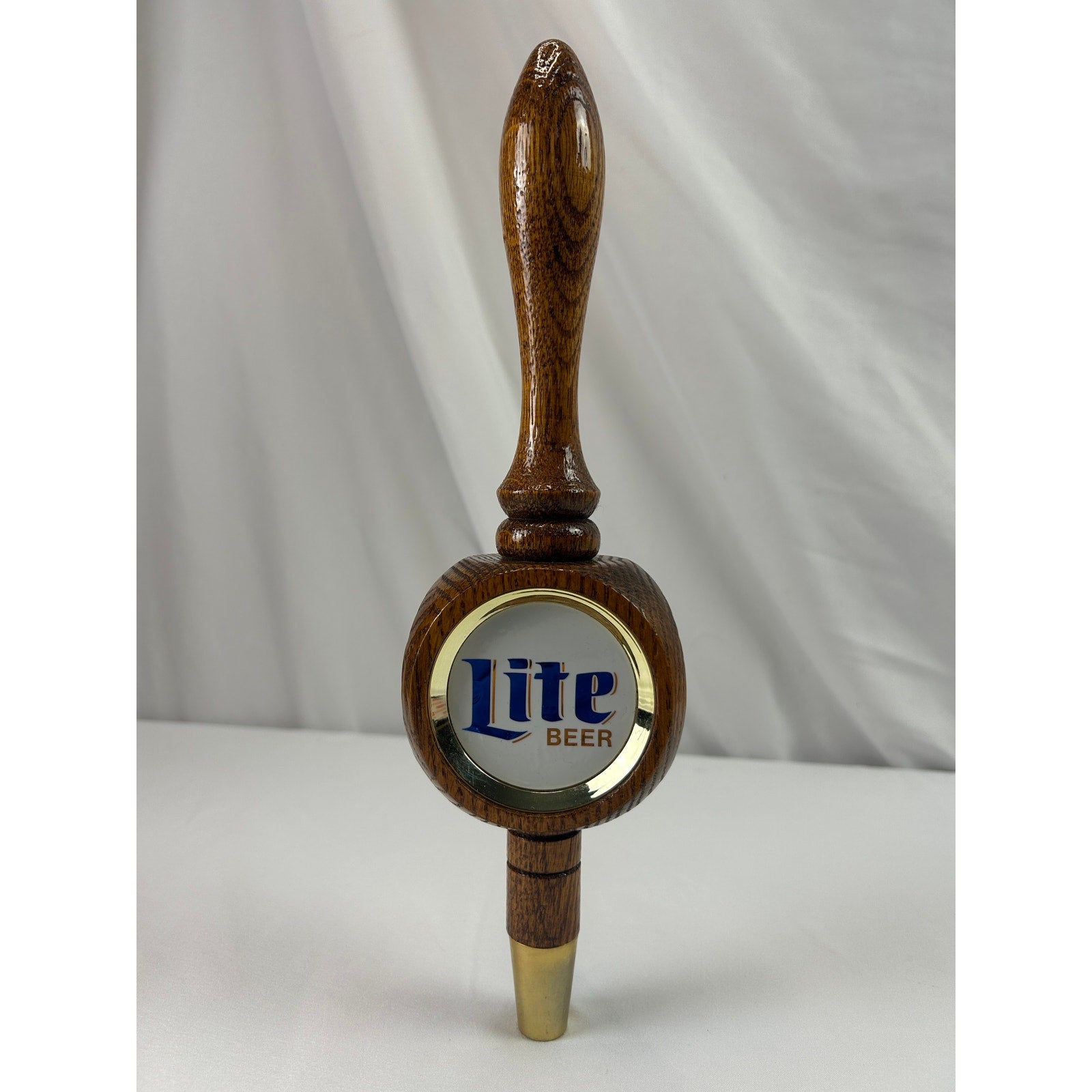 Vintage Miller Lite Beer 3 Sided Wood Tap Handle Gold Medallions 12 Inch
