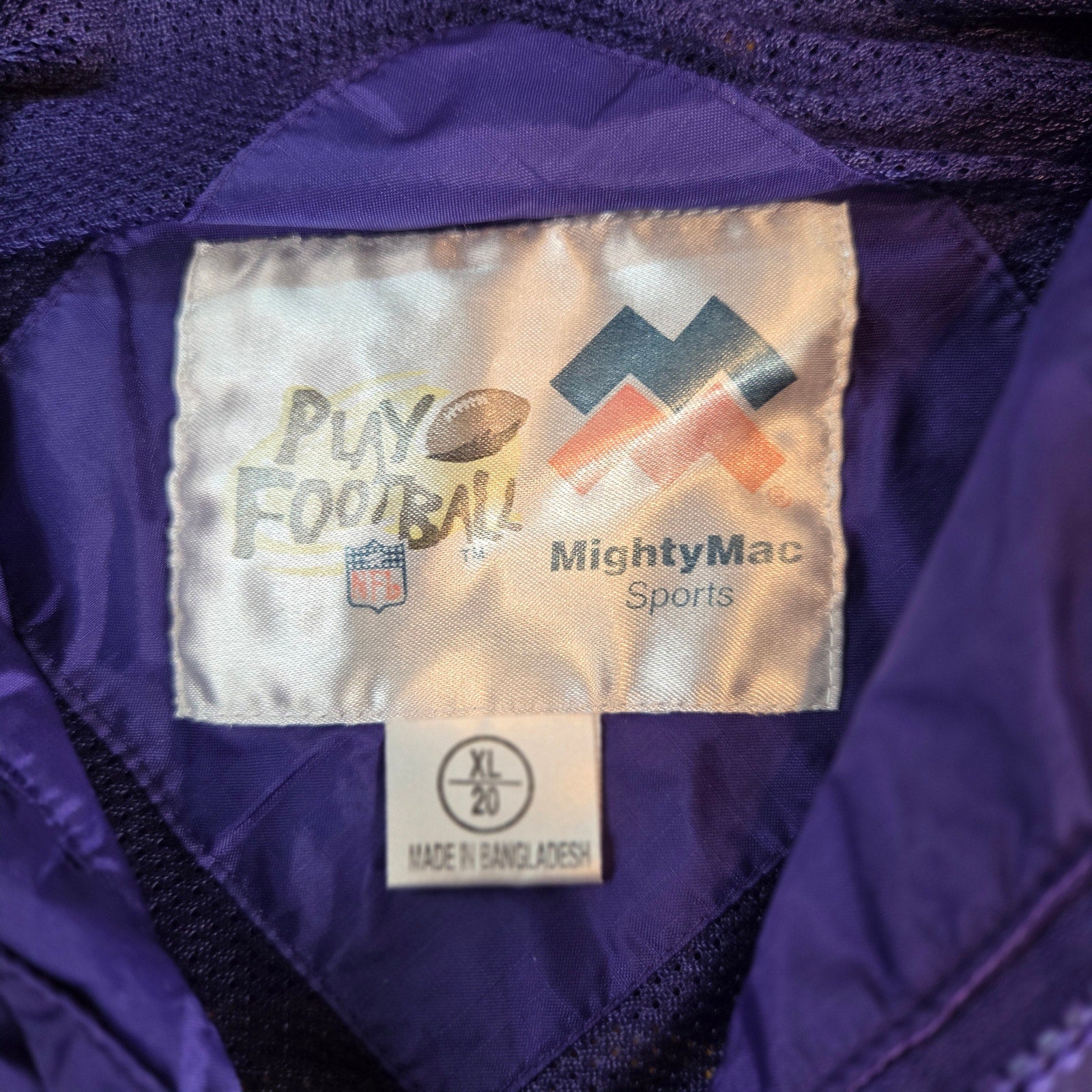 Vintage Minnesota Vikings Mighty Mac NFL Youth XL Hooded Windbreaker Jacket